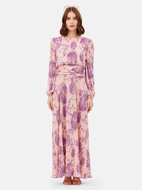 kazo pink & lavender printed maxi dress