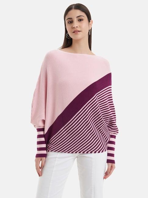 kazo pink & purple color-block pullover