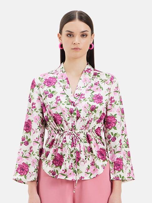 kazo pink floral print shirt