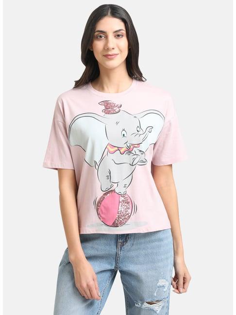 kazo pink printed crew t-shirt - disney collection