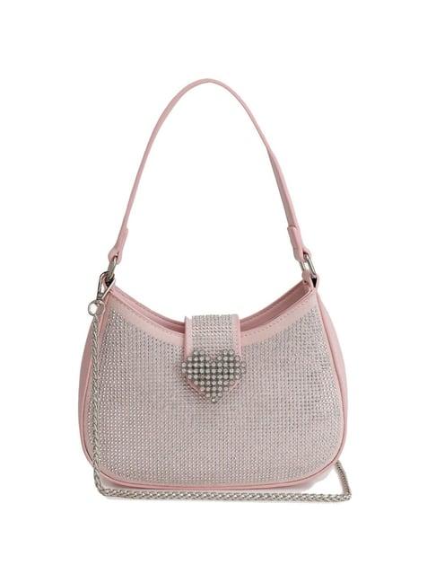 kazo pink synthetic embellished sling handbag