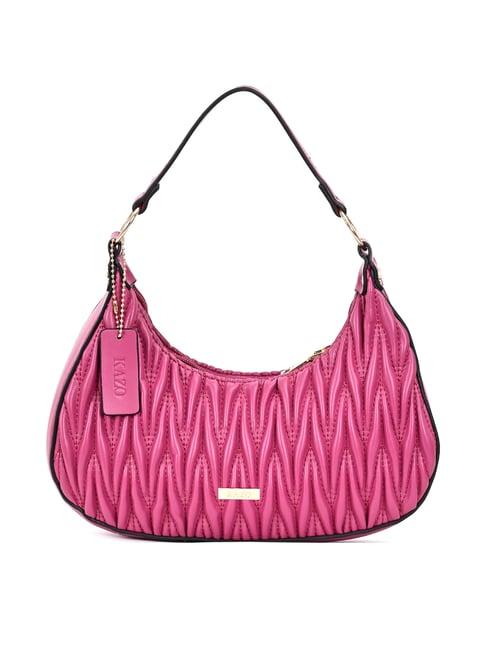 kazo pink textured medium hobo bag