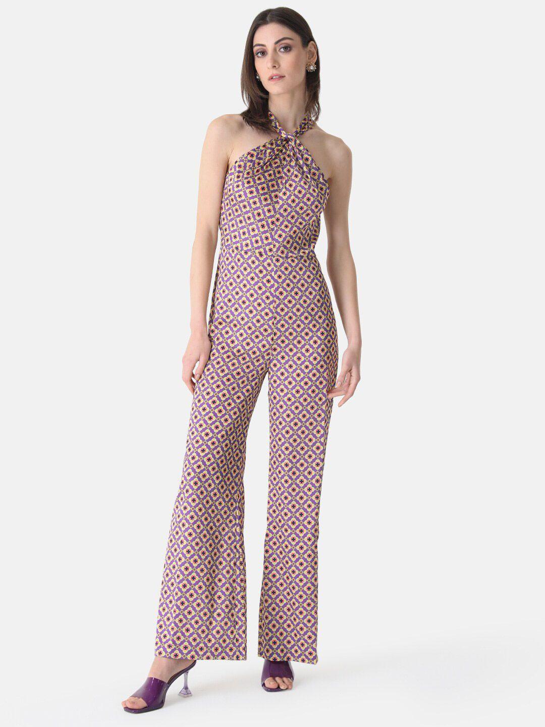 kazo printed halter neck sleeveless basic jumpsuit