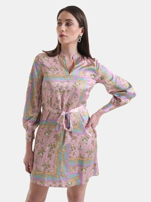 kazo printed shirt dress with belt