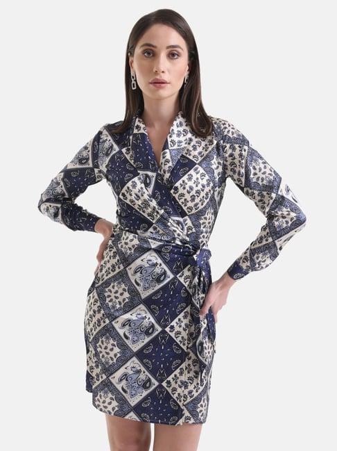 kazo printed wrap dress