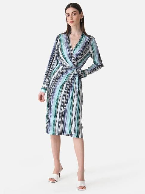 kazo printed wrap midi dress