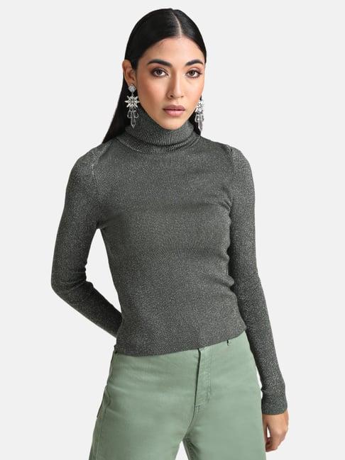 kazo puff sleeves high neck pullover