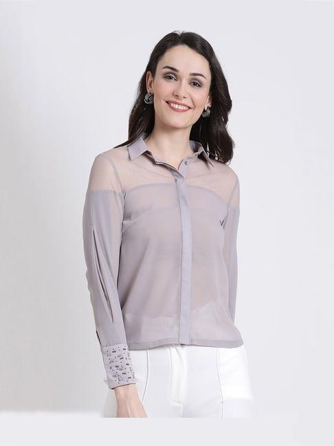 kazo purple embellished shirt