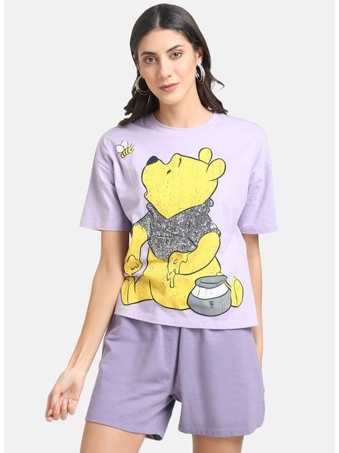 kazo purple printed crew t-shirt - disney collection