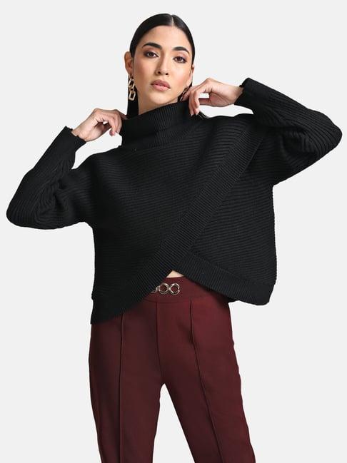 kazo reversible wrap high neck pullover