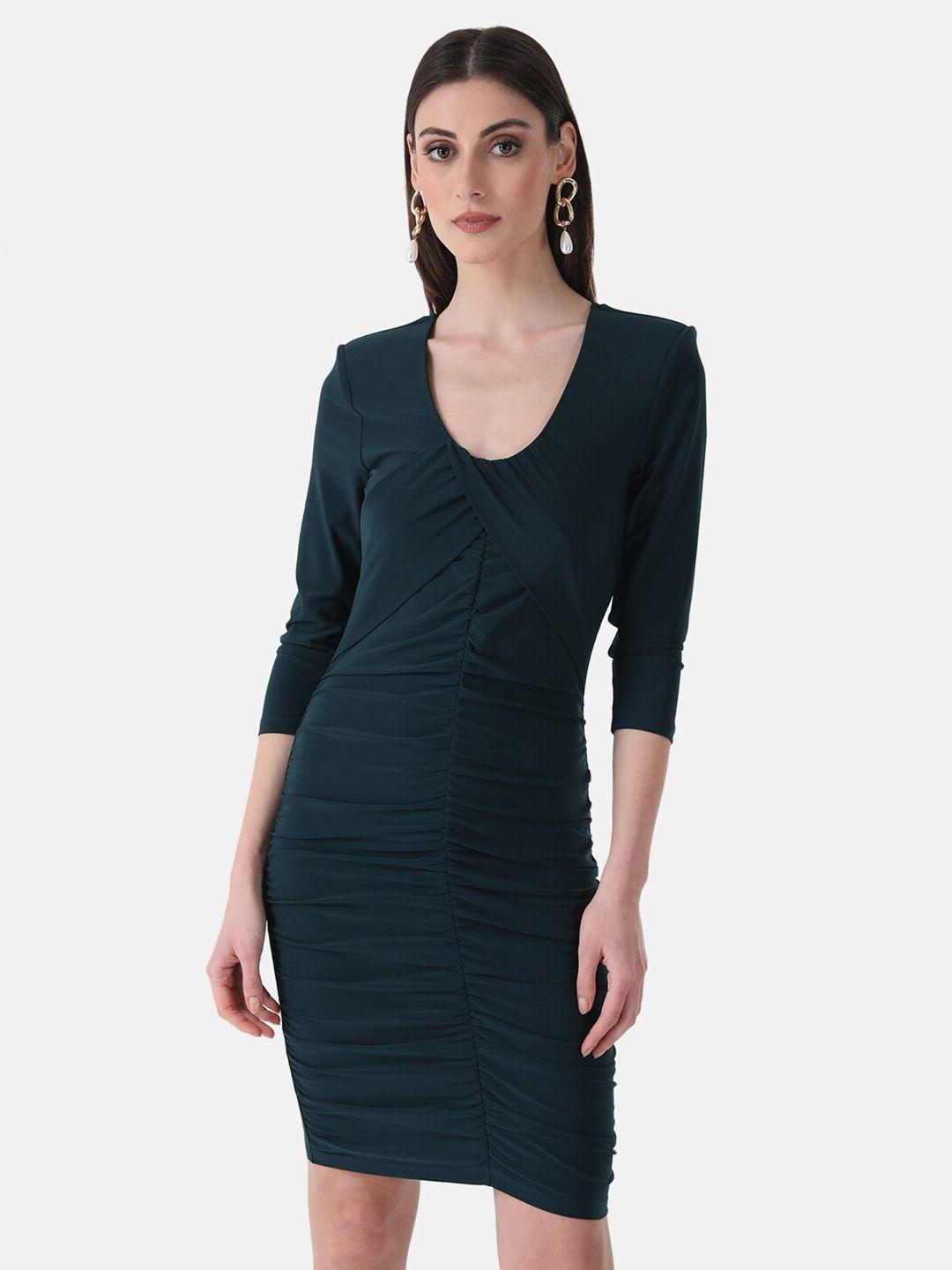 kazo round neck ruched sheath dress