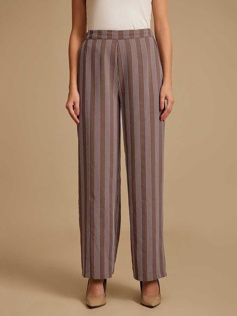 kazo sage green striped formal trousers