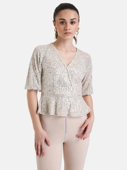 kazo silver embellished top