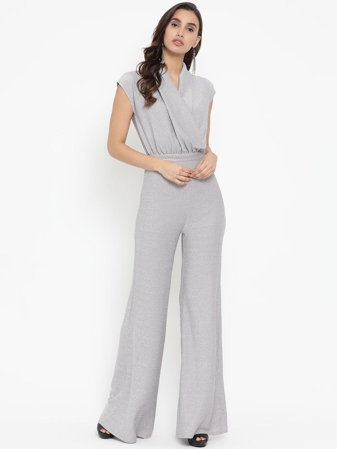 kazo silver-toned solid basic jumpsuit