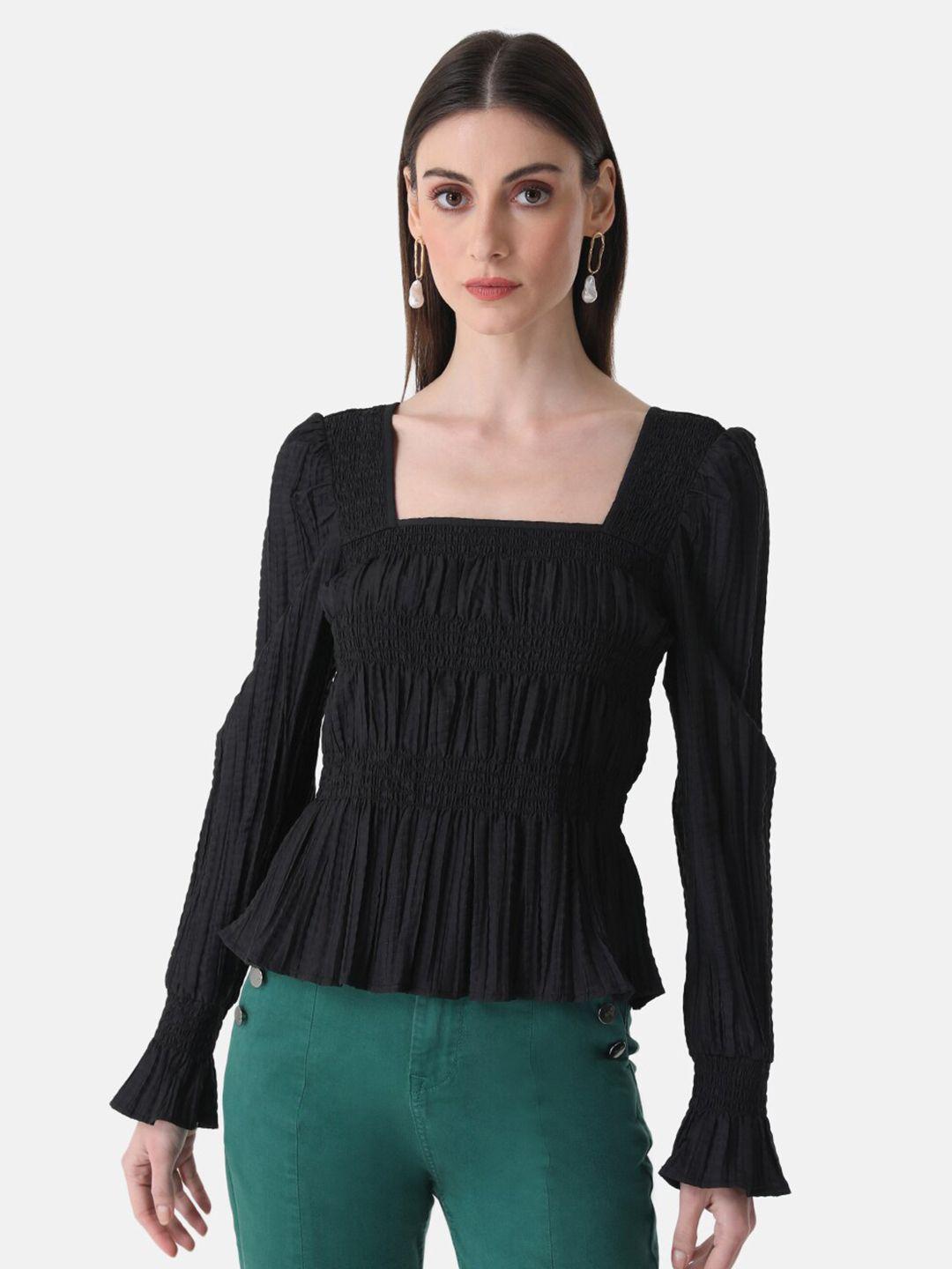 kazo square neck cuffed sleeves top