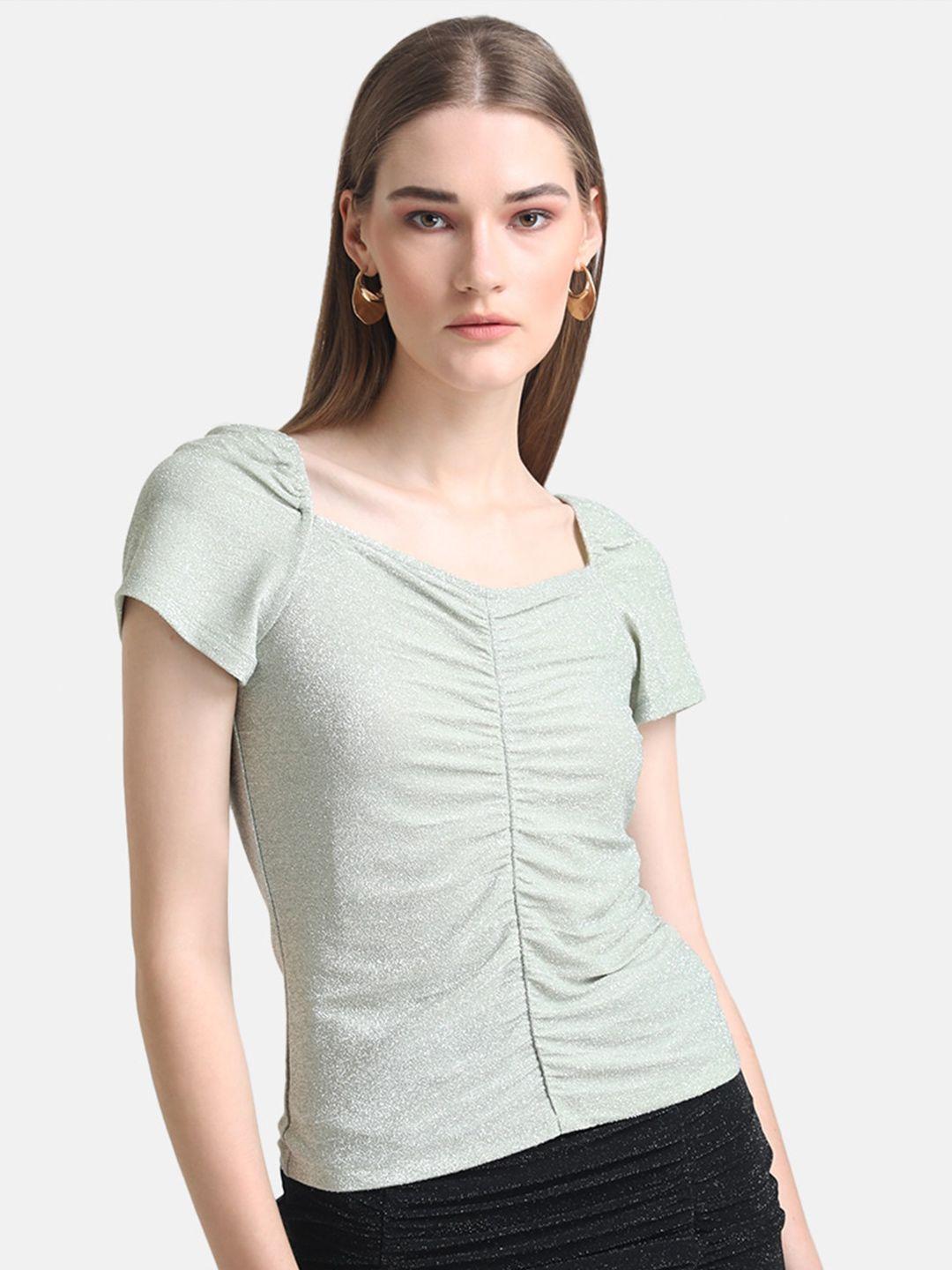 kazo sweetheart neck gathered ruched top