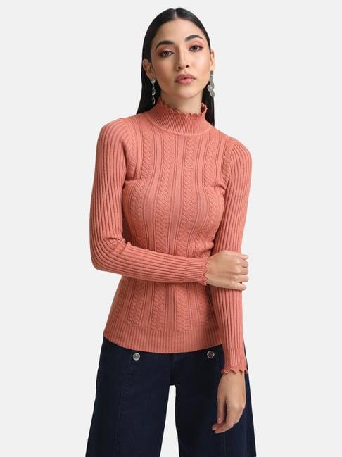 kazo textured pullover with scalloped edges