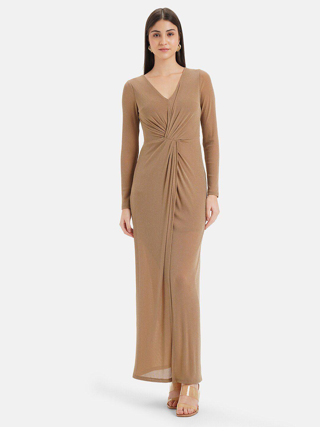 kazo v-neck gathered maxi dress