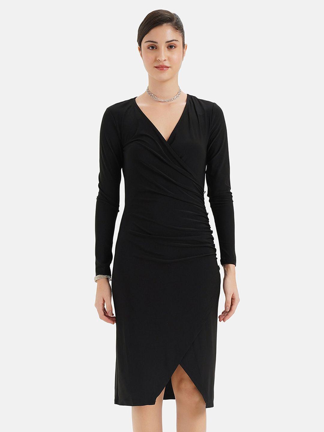 kazo v-neck gathered wrap dress