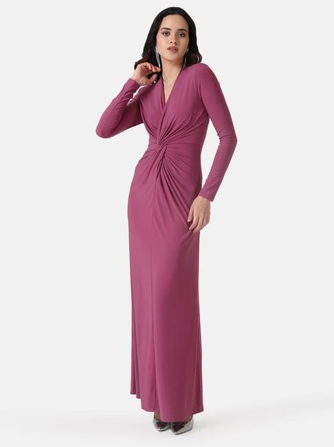 kazo v neck maxi dress with front knot