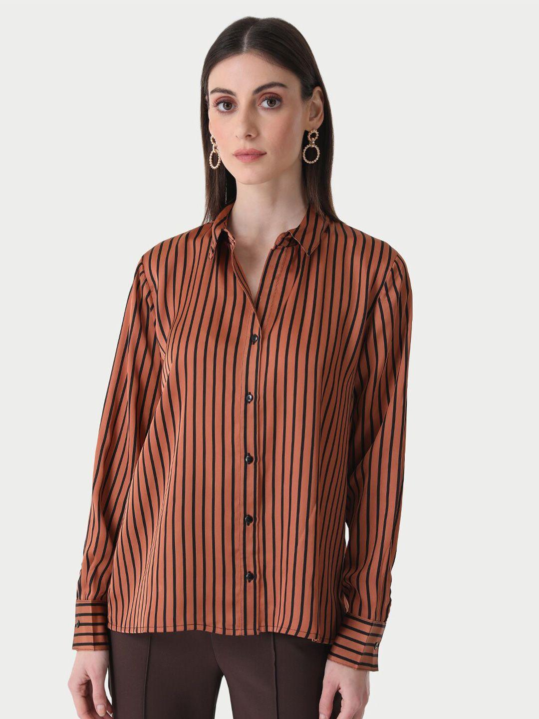 kazo vertical striped regular fit casual shirt