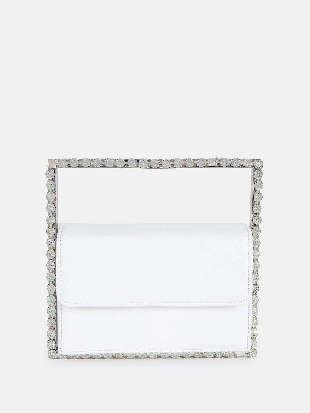 kazo white & silver-toned purse clutch