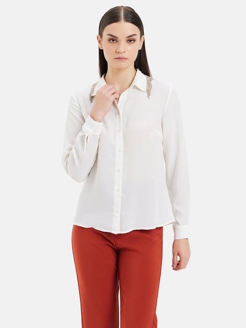 kazo white embellished shirt