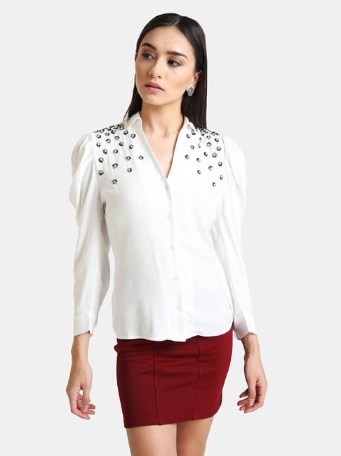 kazo white embellished shirt