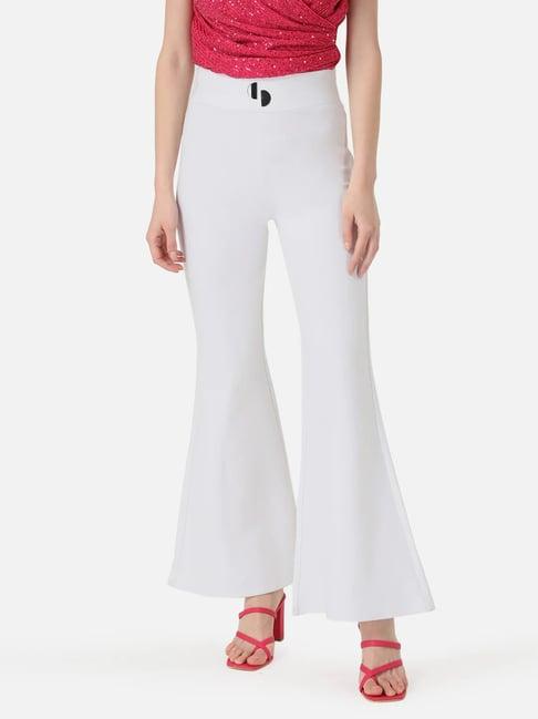 kazo white flared fit high rise trousers