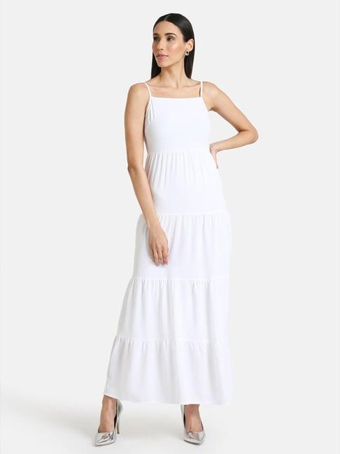 kazo white square neck maxi dress