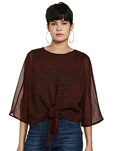 kazo women's solid regular shirt (120397redcxs_red combo xs)