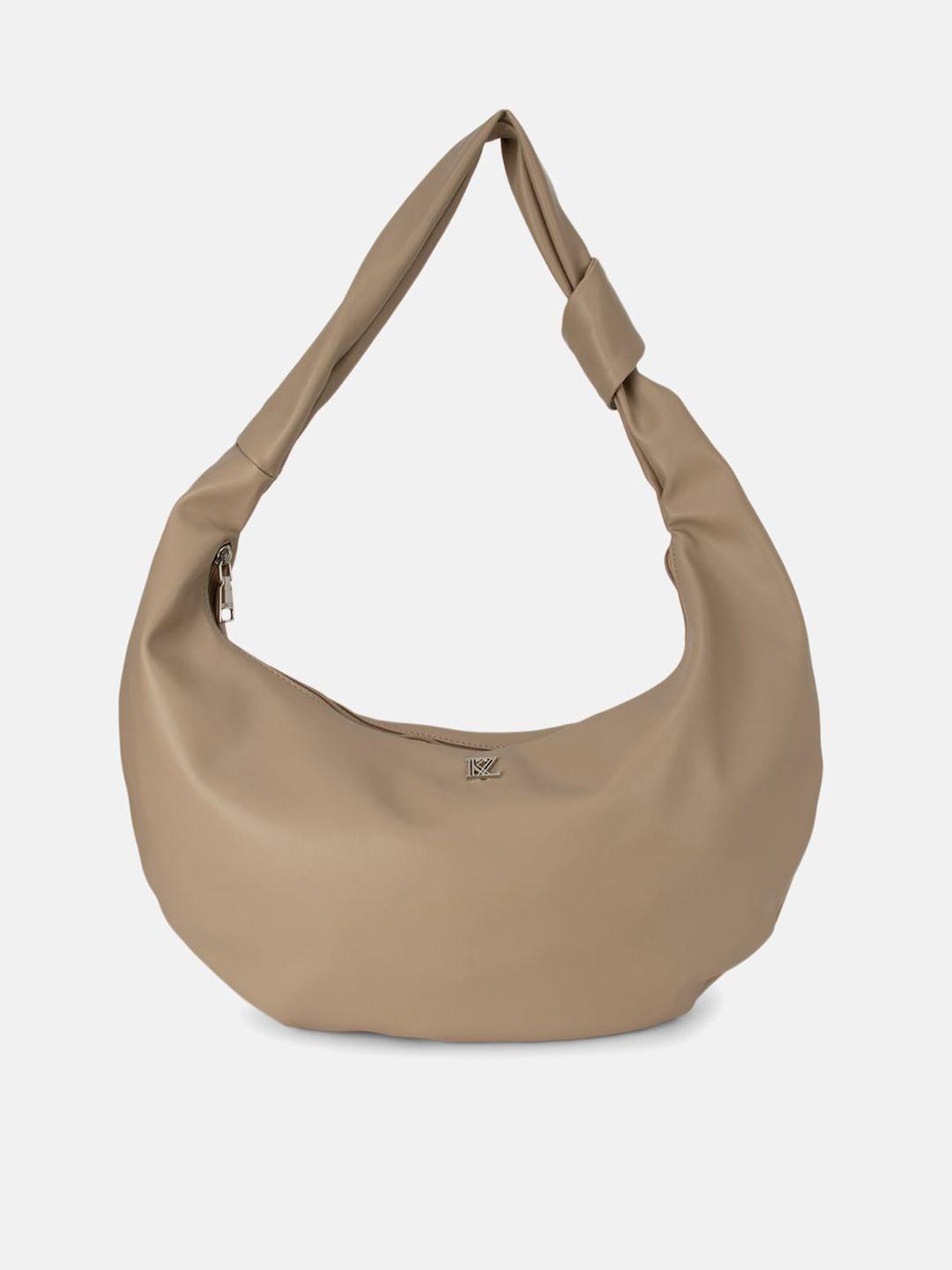 kazo women beige pu oversized half moon hobo bag