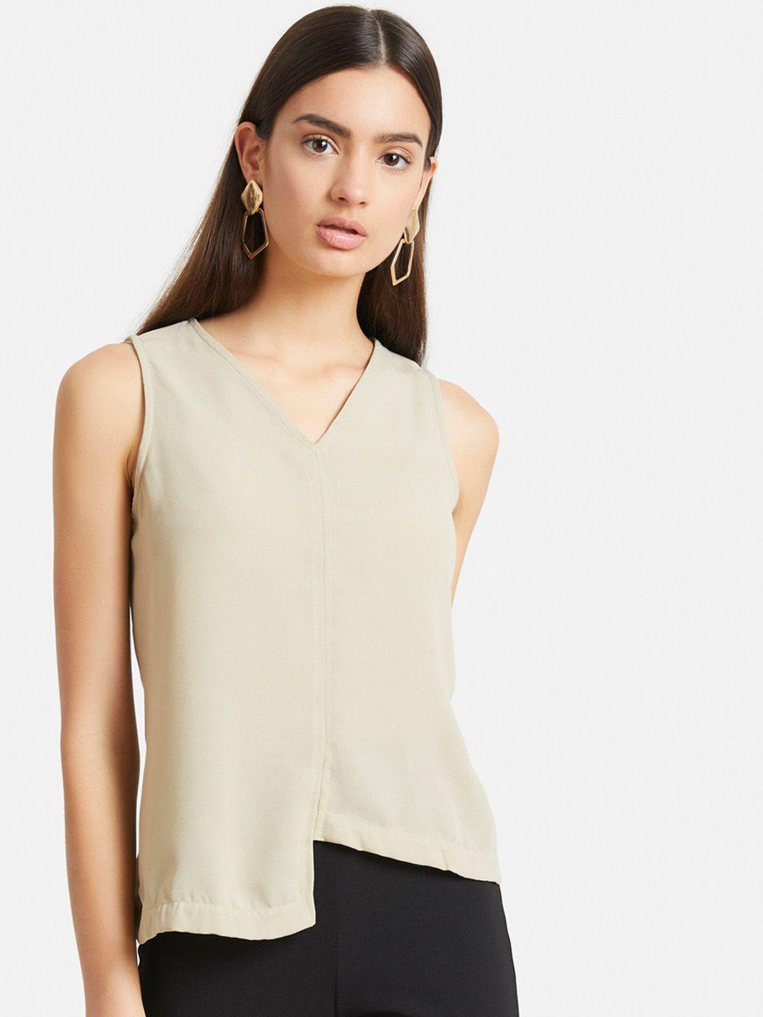 kazo women beige solid top