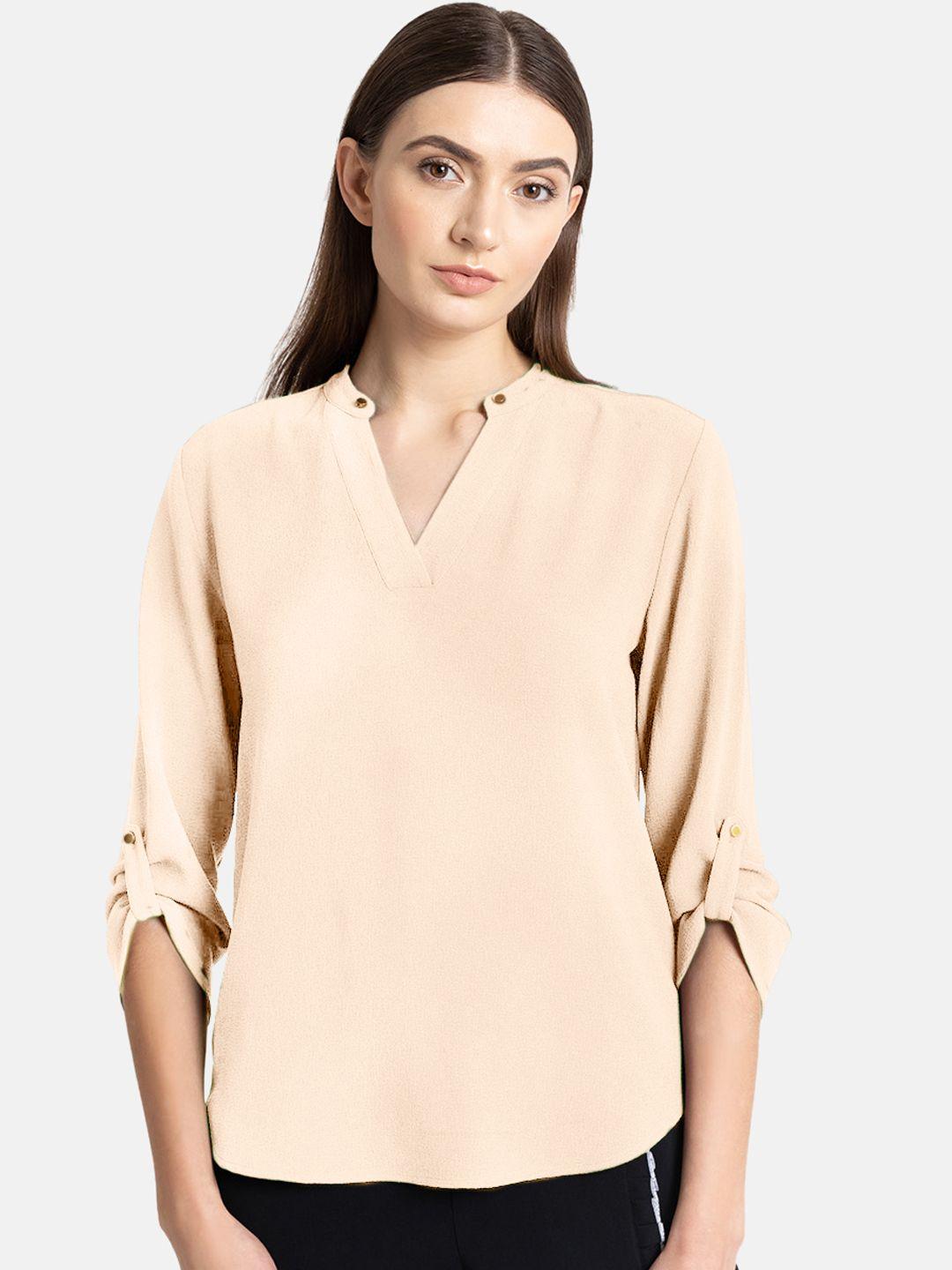 kazo women beige solid top