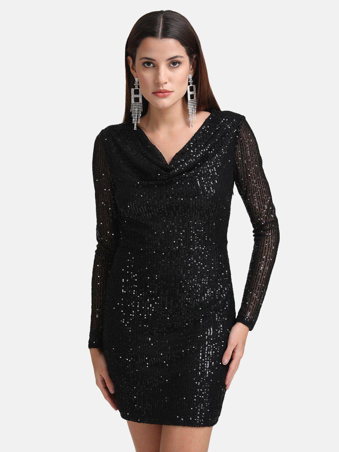 kazo women black embellished sheath mini dress