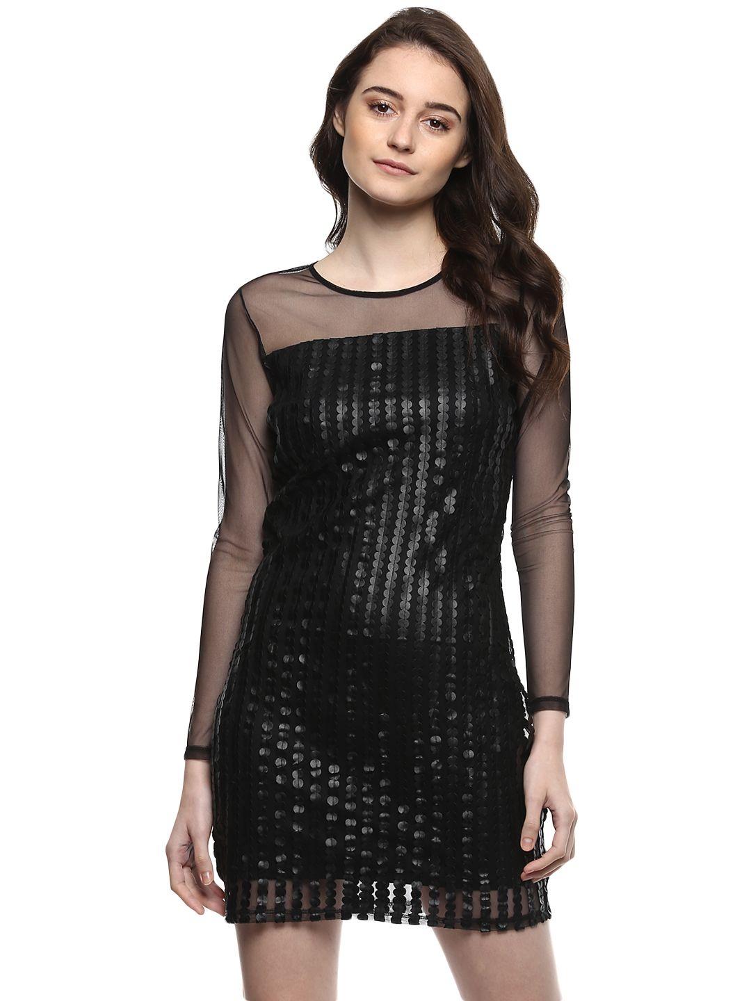 kazo women black embellished shift dress