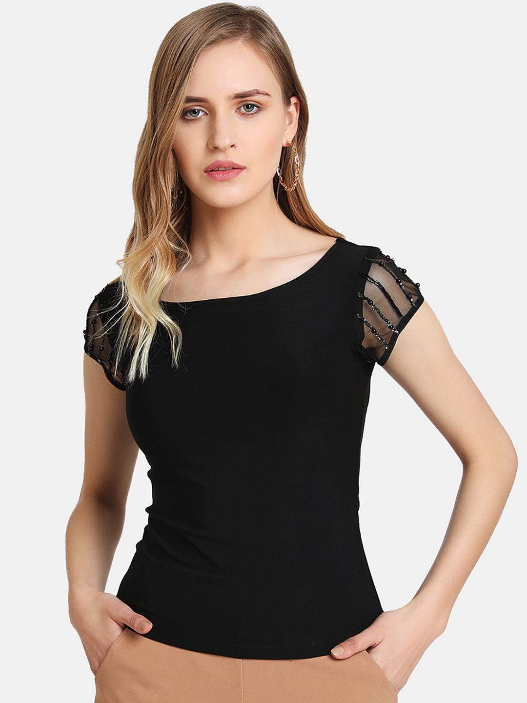 kazo women black embellished top