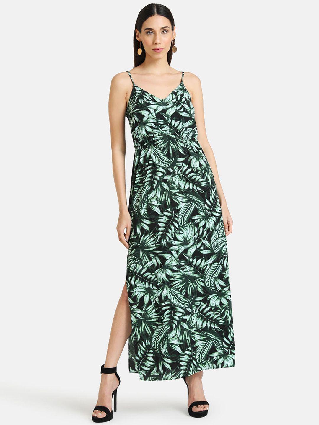 kazo women black printed maxi dress