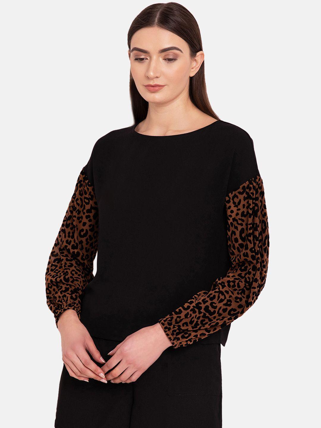 kazo women black printed top