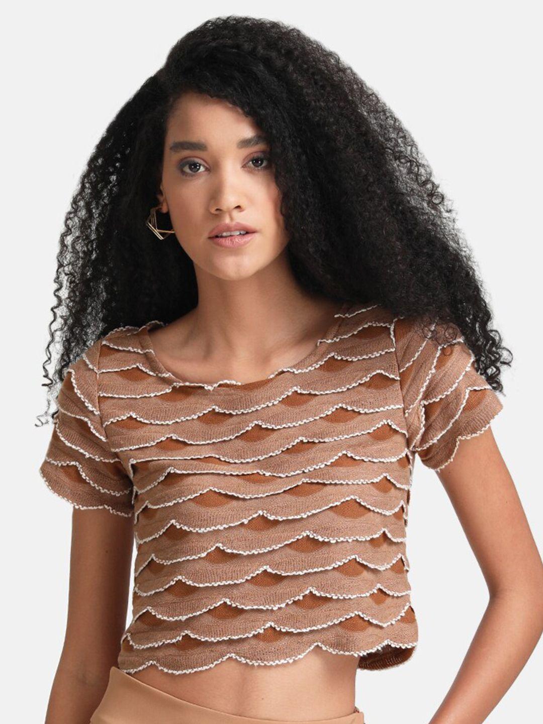 kazo women brown layered top