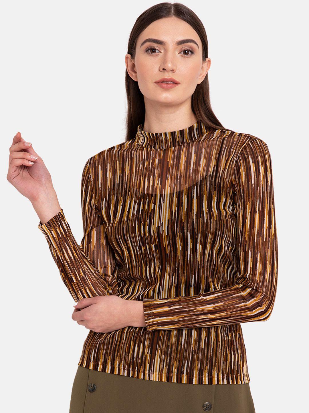 kazo women brown printed top