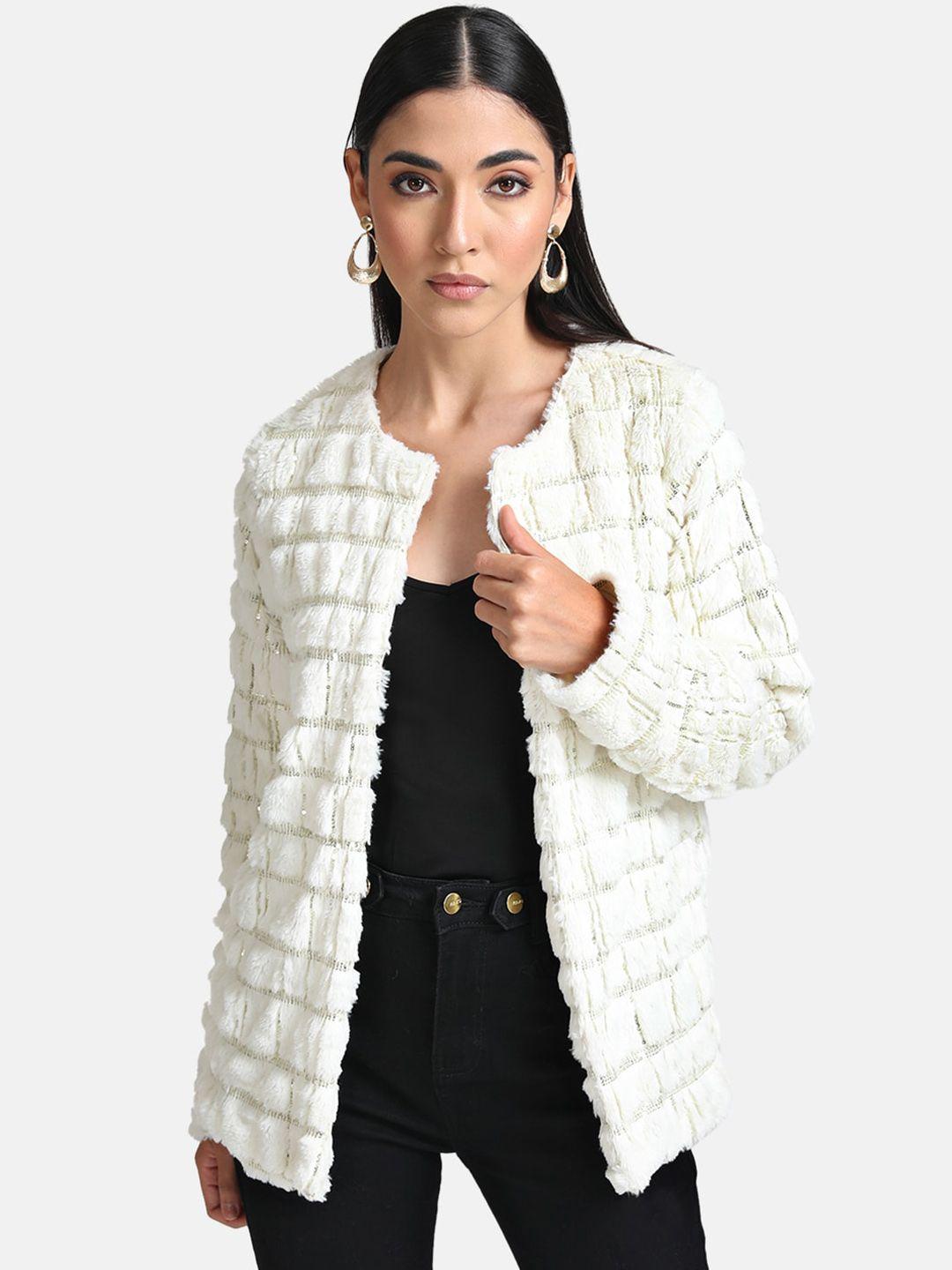 kazo women checked open front jacket