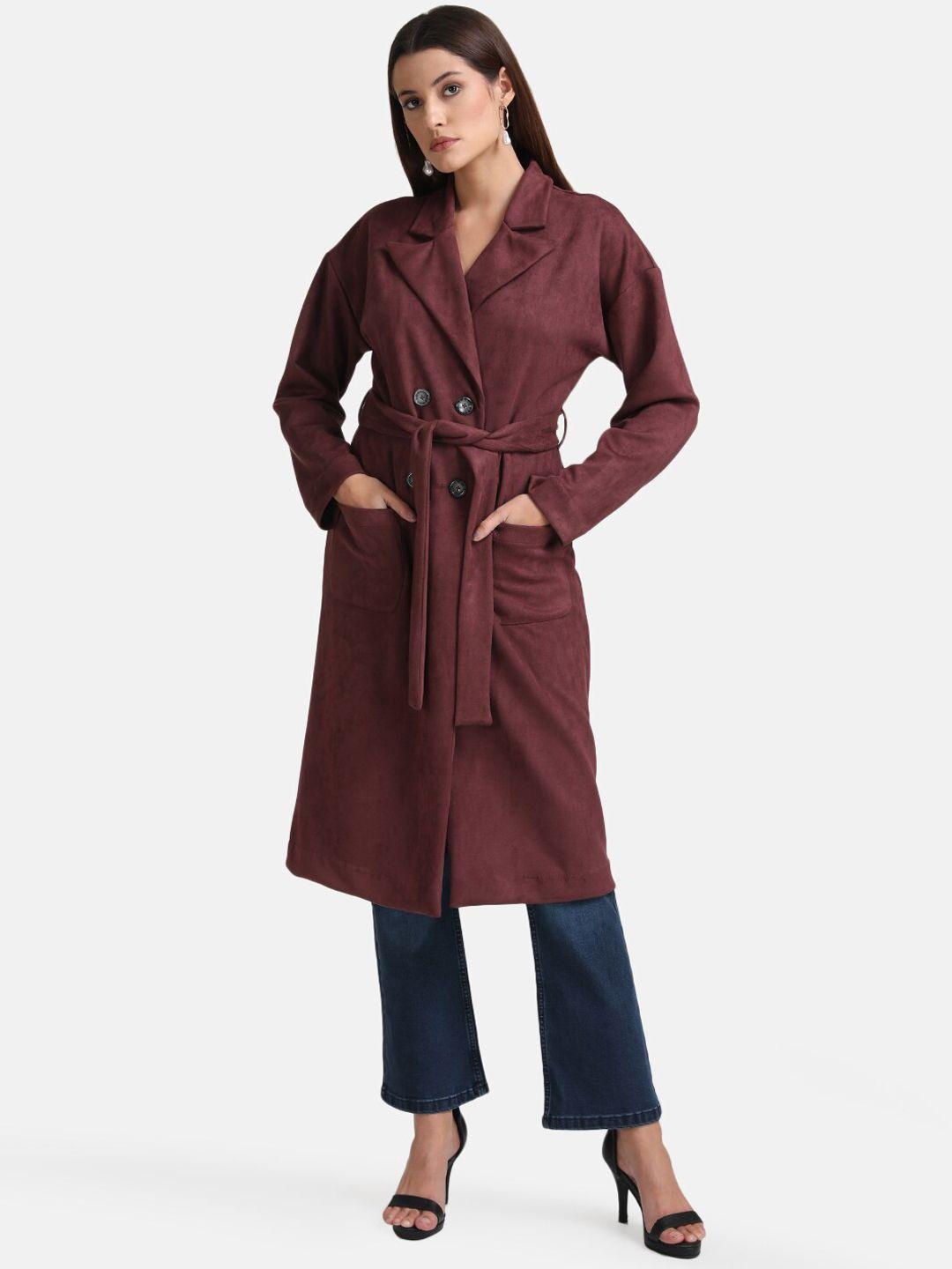 kazo women double-breasted suede trench coats