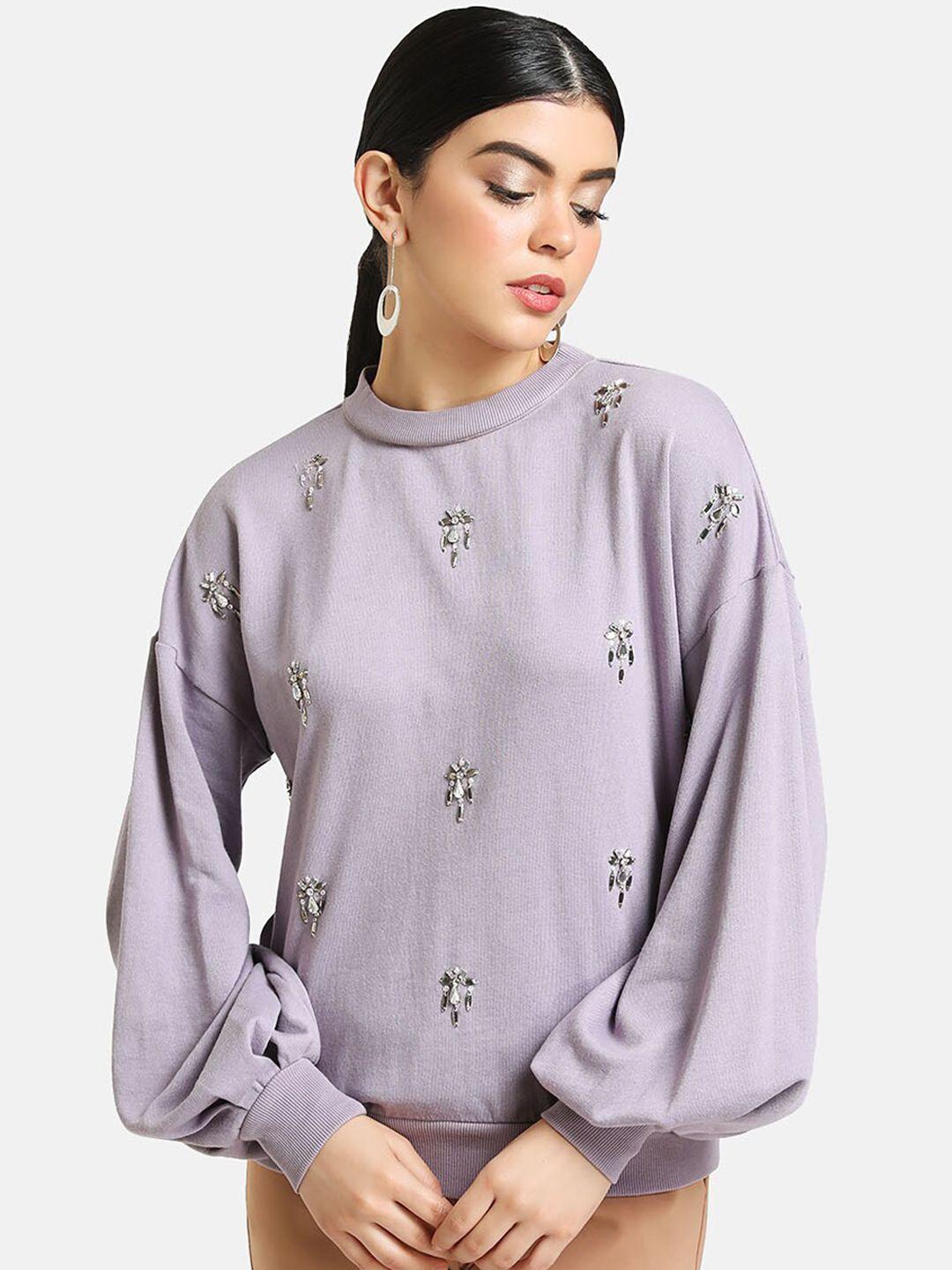 kazo women lavender embellished sweatshirt