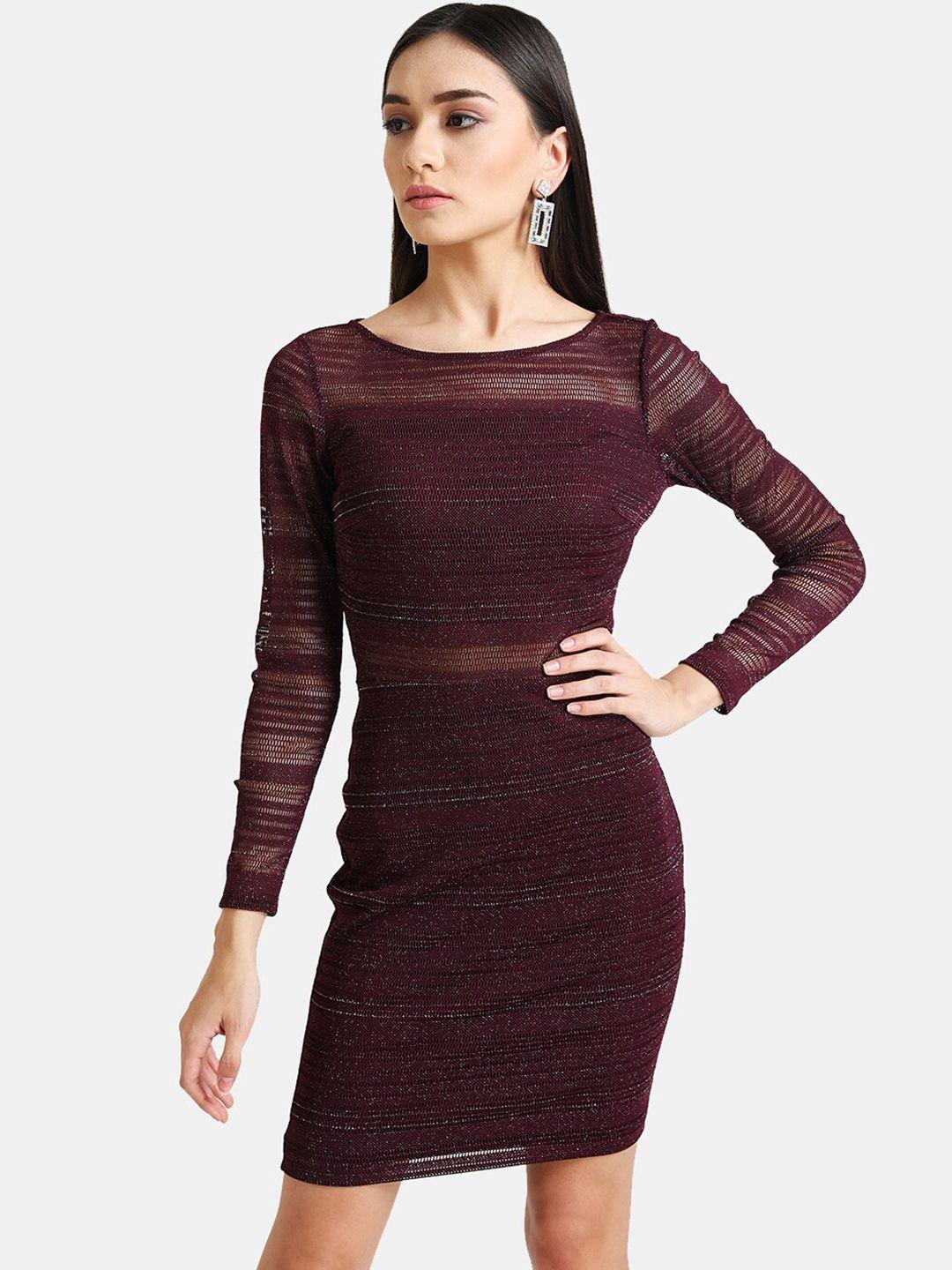 kazo women maroon bodycon dress