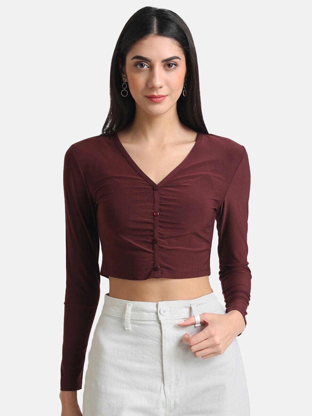 kazo women maroon crop top