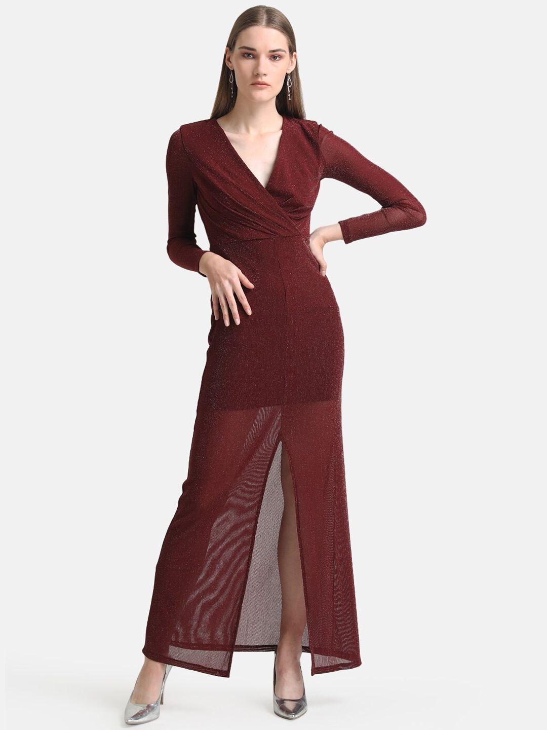 kazo women maroon maxi dress