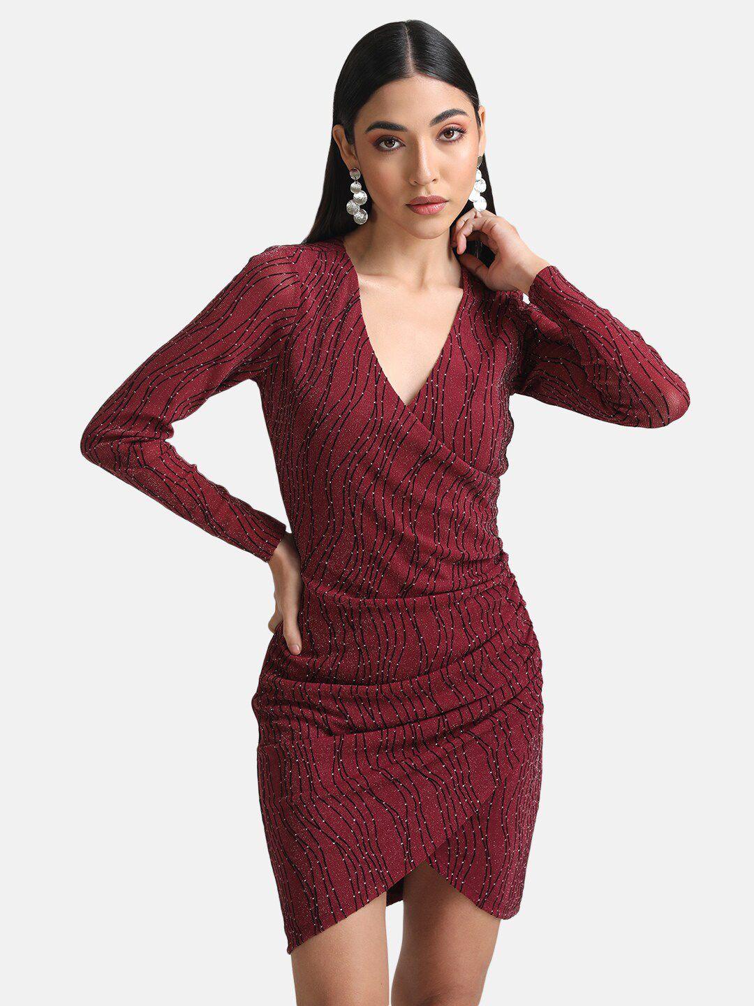 kazo women maroon wrap dress