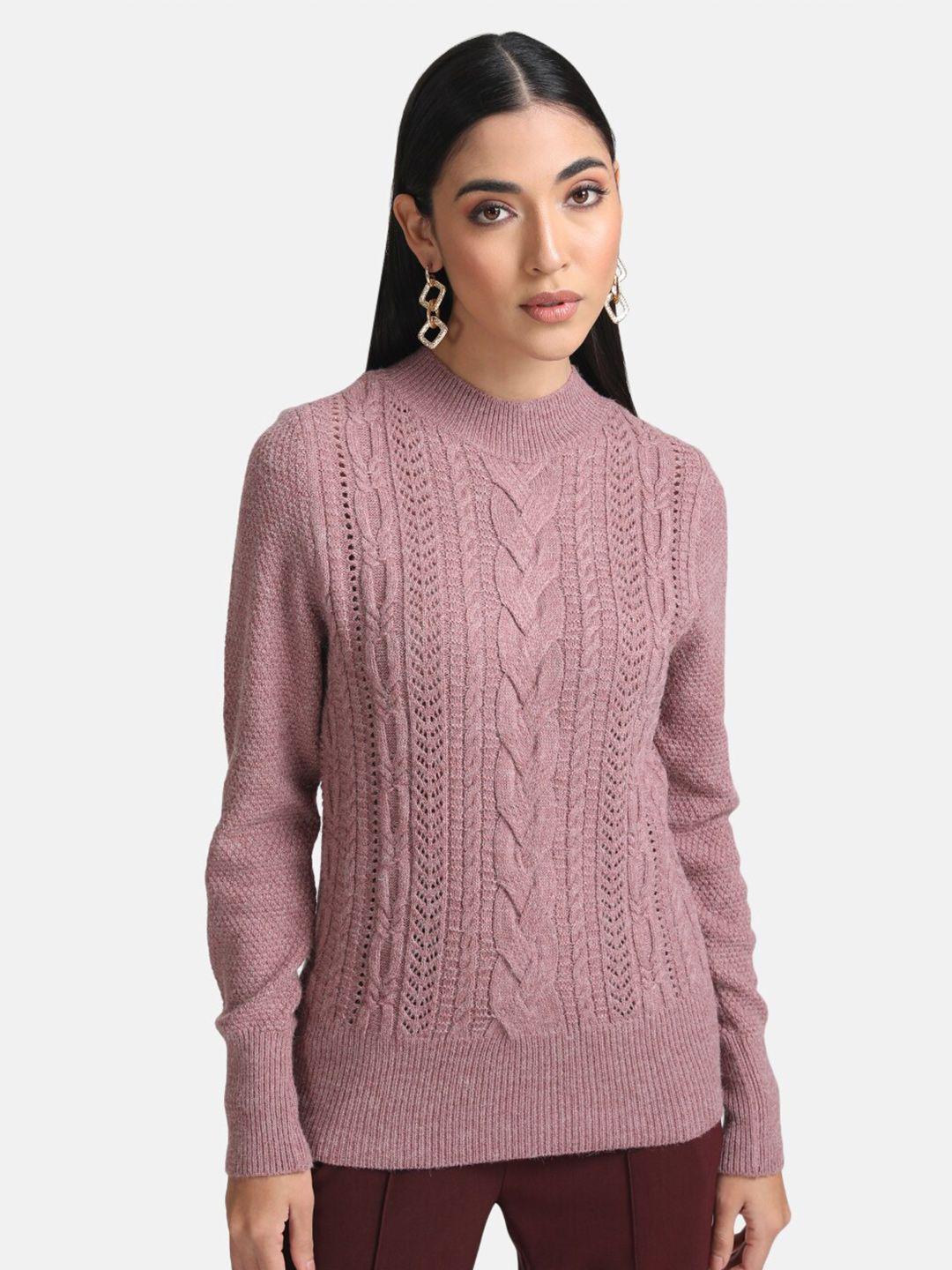 kazo women mauve cable knit pullover