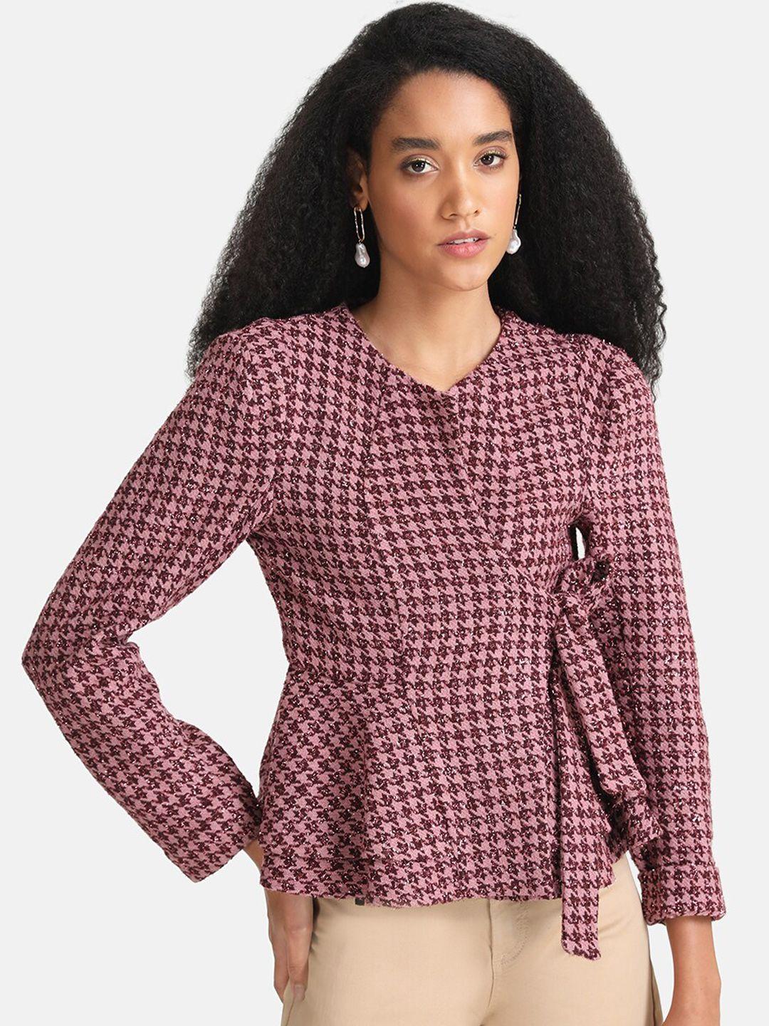 kazo women mauve checked tailored jacket